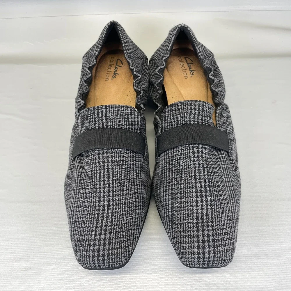 Clarks Tilmont Eve Shoes Womens Size 11 M Black Interest Textile Comfort Loafers
